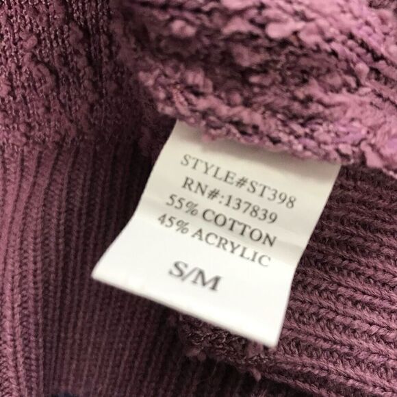 Dreamers Purple Mauve Balloon Sleeve V Neck Sweater - Picture 8 of 9